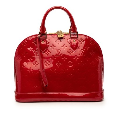 Louis Vuitton Monogram Vernis Alma PM Pre-Loved Handbag Red