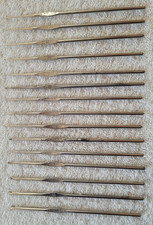 Vintage Set of 15 Milward England Metal Crochet Hooks Sizes 00-13