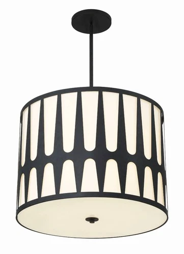 Crystorama Royston 24" Wide Black Drum Pendant Light - Picture 3 of 6