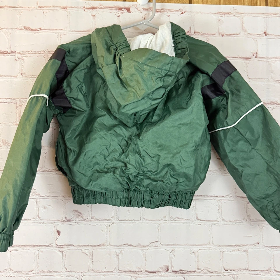 Jaqueta corta-vento vintage anos 90 New York Jets NFL criança 3T zíper completo com capuz - Imagem 3 de 4