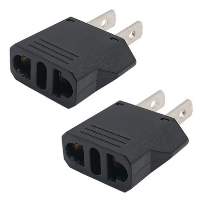 YXTH European to US Plug Adapter, Black, 2-Pack, Type E/F 2-PACK, Black