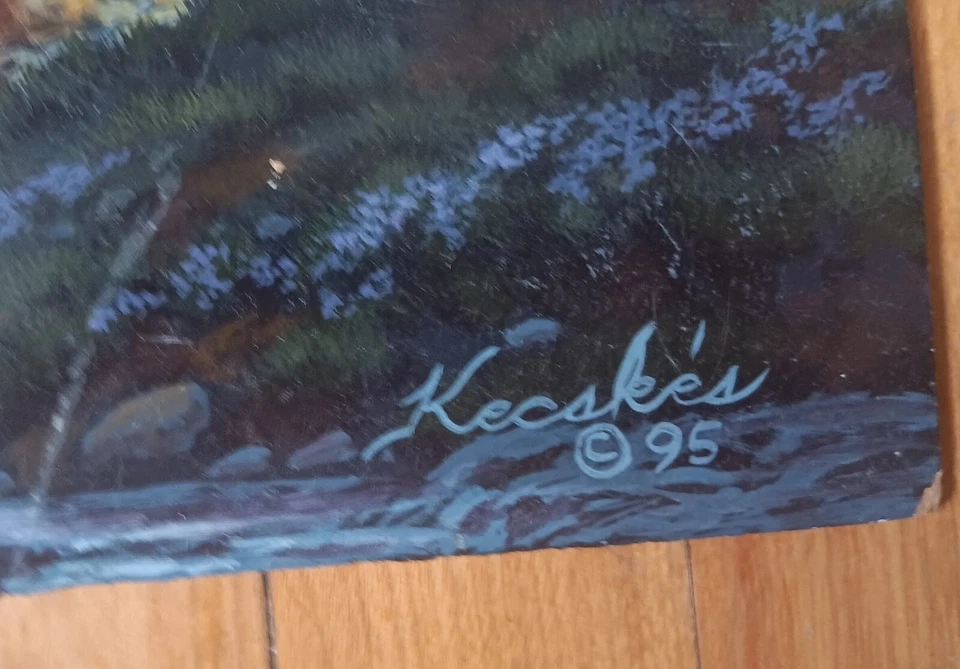 Frank Kecskes Jr. Oil Painting on Board Landscape With Rainbow - Image 3 of 4