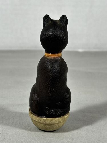 Black Cat Viscoloid Roly Poly Antique Halloween Celluloid Felix Toy 4" Weighted - Picture 4 of 13