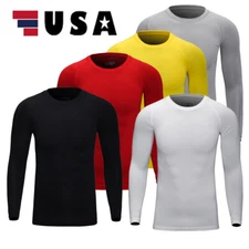 Mens Thermal Top Warm Long Sleeve Winter Undershirt Dry T-Shirt Sports Shirt USA