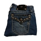 MISS ME Jeans 27 Straight Leg Rhinestone Pockets JW6297T Women's Size 28x33