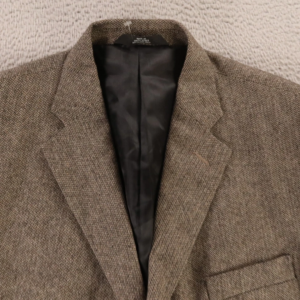 Chaqueta De Colección Tweed M Beige Negro Espiga 100% Lana Lana Lana de Cordero Bolsillos 42S Foto 2 de 4