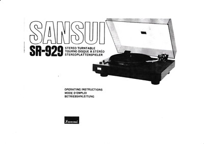 Operating Instructions for Sansui SR-929