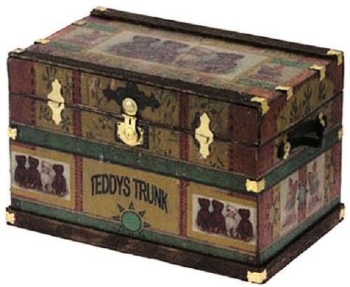 Dollhouse Miniature Trunk Kit -- Teddy Bear Style Trunk Kit -- 1:12 Scale - Picture 1 of 2