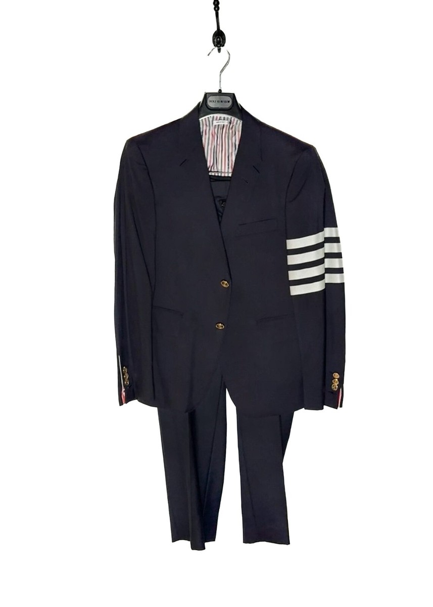 Thom Browne Navy Blue 4 Bands Anchor Buttons Wool Suit - Sz 1 - 48