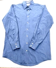 Vintage Burberrys of London Dress Shirt Mens 15-32 Blue Made in USA