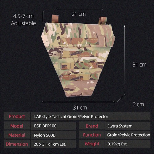 Tactical Vest Lap style groin/pelvic Protector Molle Jockstrap Baffle Panel - Picture 8 of 33
