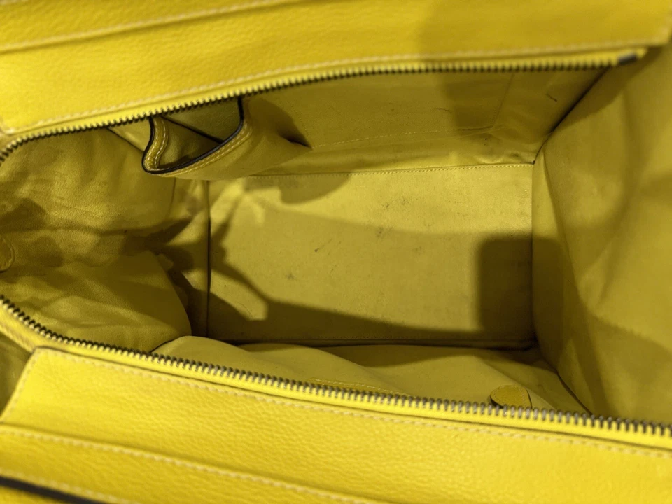 Mini Equipaje Celine Piel de becerro con tambor AUTÉNTICO/color limón Foto 4 de 4