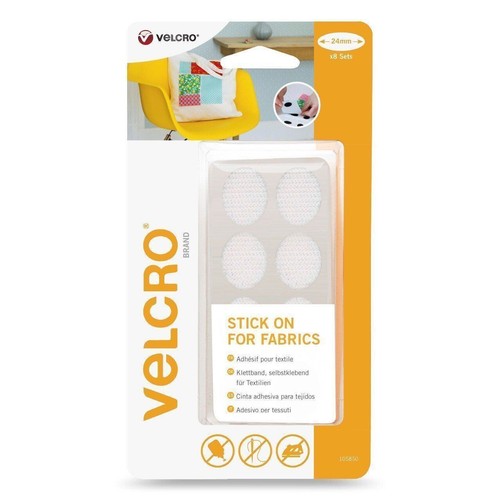Velcro Marque Bâton Sur Adhésif Ovales Pour Tissu 24mm x 8 Noir/Blanc - Picture 3 of 6