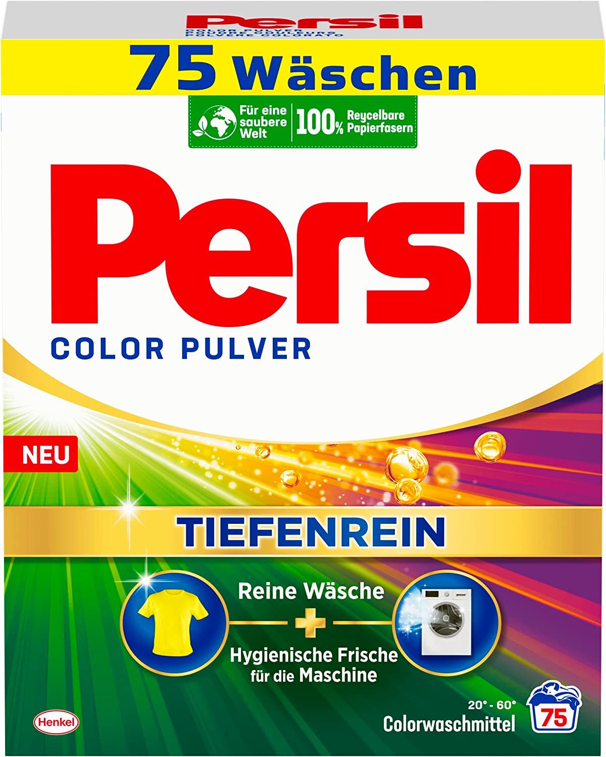Persil Color Pulver Tiefenrein Colorwaschmittel, Hygienische Frische, 1X 75 Wl