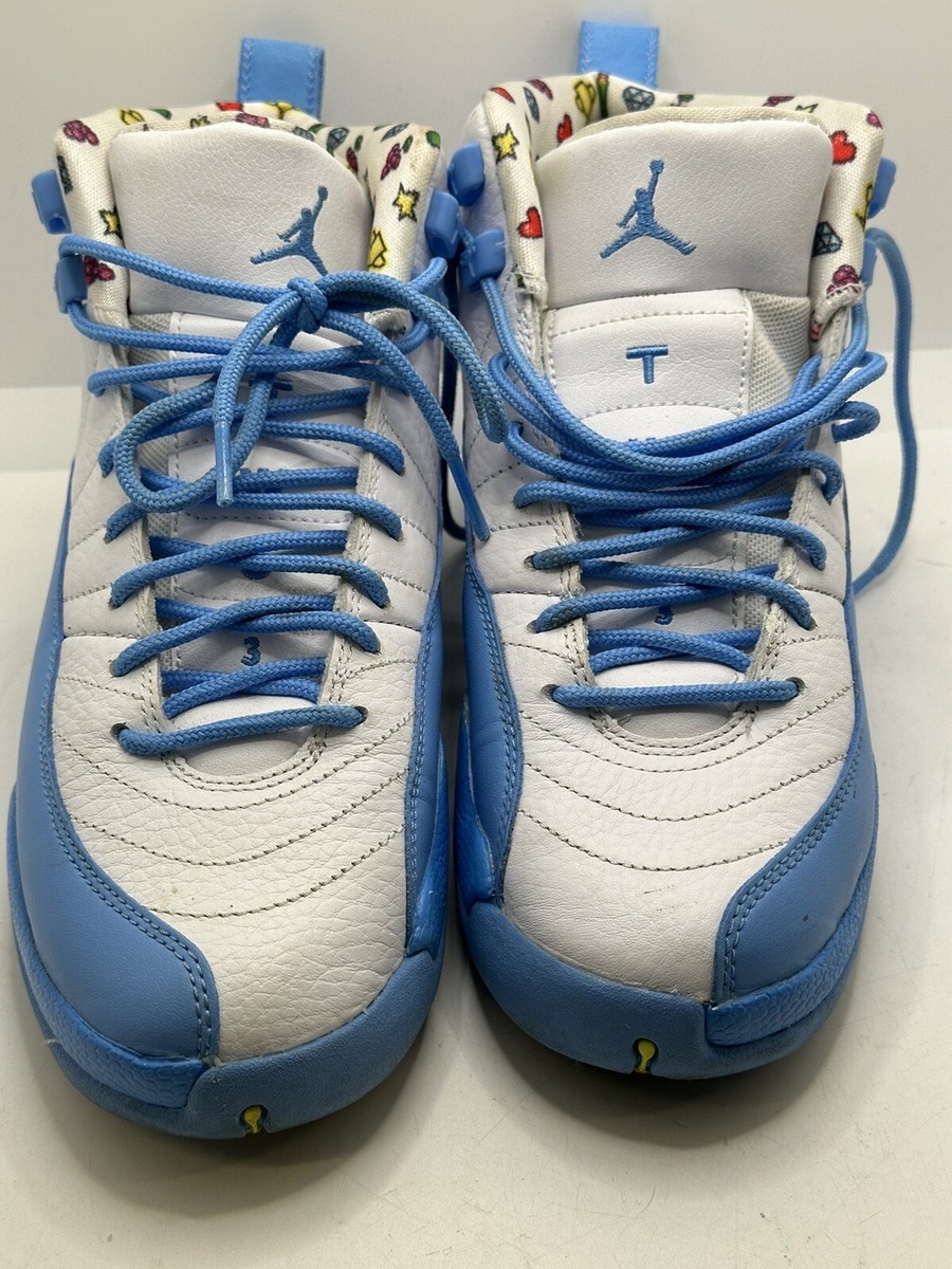 Nike Air Jordan 12 University Blue UNC Emoji GS Size 5Y