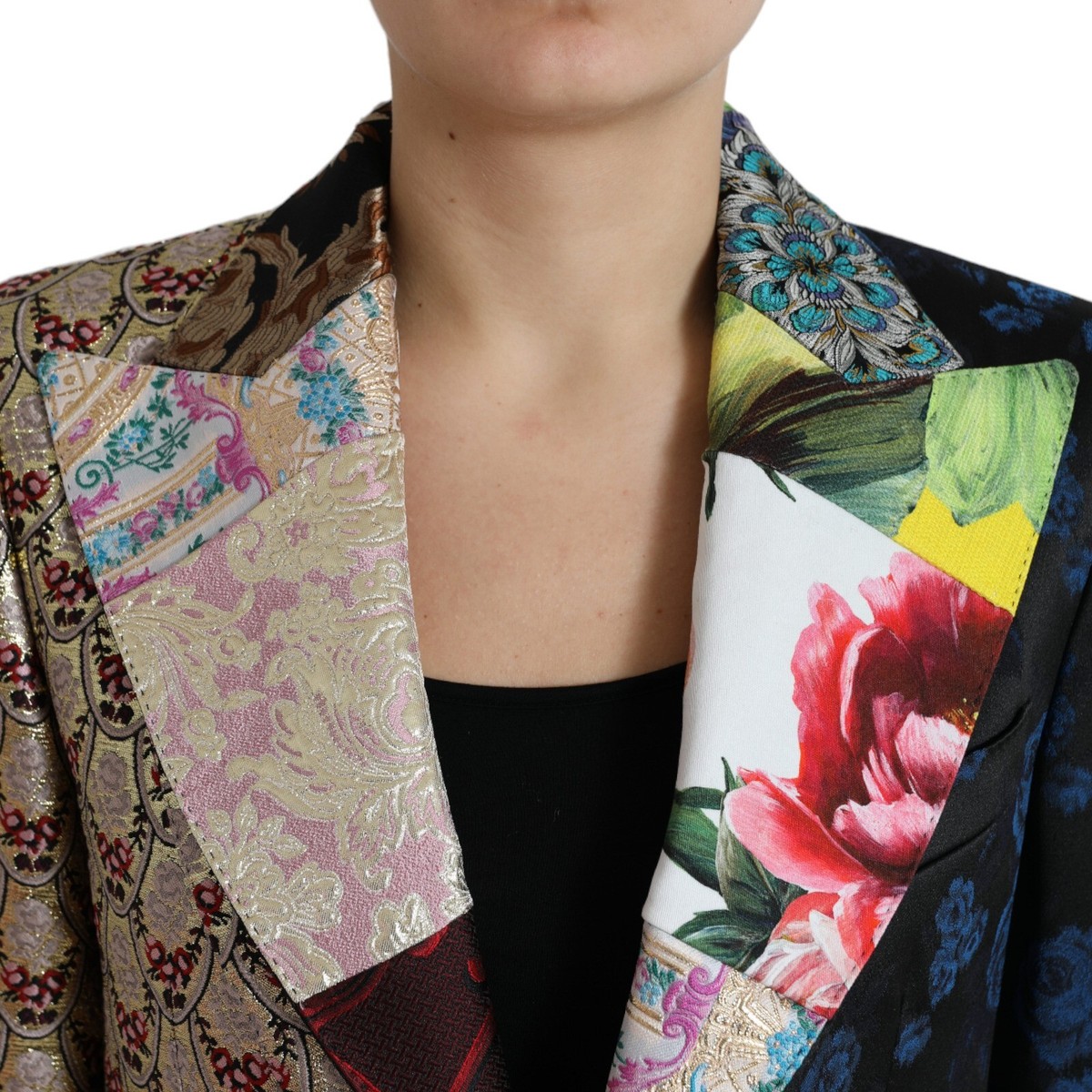 【VIP価格】DOLCE & GABBANA Floral Patchwork Jacket DOLCE & GABBANA Jacket Multicolor Floral Patchwork Jacquard