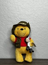 Disney Store Winnie The Pooh Plush 9.5" Safari with Zebra Stuffed Animal