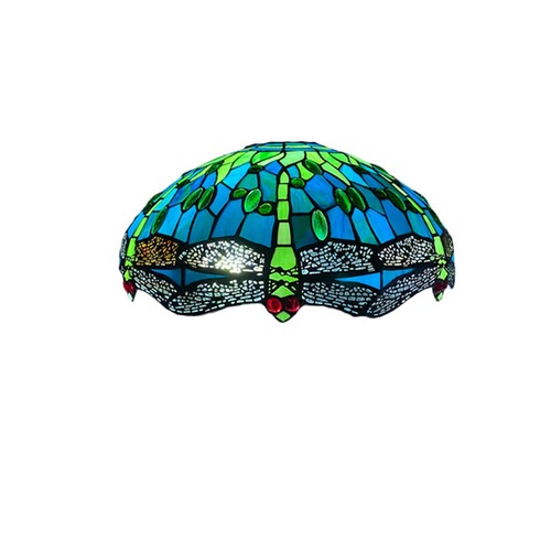 Green Dragonfly Tiffany 16-inch Stained Glass Shade For Table/Ceiling Pendant - Picture 4 of 4