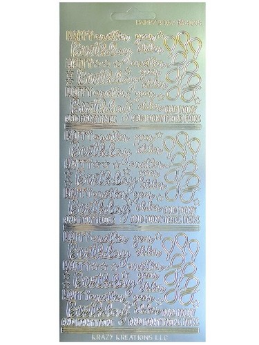 HAPPY BIRTHDAY Peel Off Stickers Sentiments Card Making Gold or Silver KrazyK - Picture 4 of 4