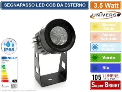 FARO PROIETTORE COB LED ORIENTABILE DA GIARDINO COLORE NERO DA 3.5W IP65 360LM