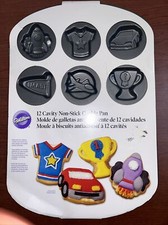 Wilton Racing Car Rocket Shirt Cookies Pan 12 Cavity Cookie Mold Non-Stick Metal