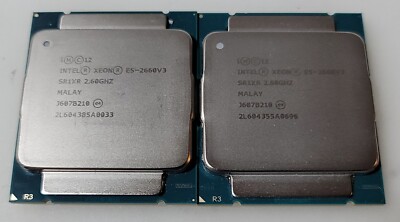 Lot of 2 Intel Xeon E5-2660V3 SR1XR 2.60 Ghz 10 Core 25M LGA2011 CPU Processor