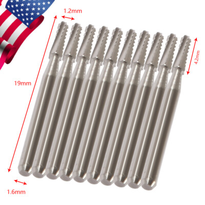 10 Pcs Dental Tungsten Carbide Burs Crown Cutter Transmetal FG 1958 burs 19mm
