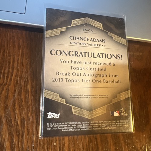 Chance Adams 2019 Topps Tier One Break Out Auto Rookie RC #BA-CA /250 - Picture 7 of 7