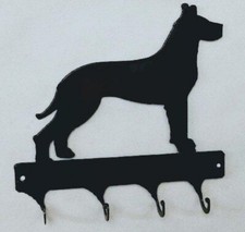 Great Dane 4 Hook Leash or Key Holder Black Wrought Iron Look Made in USA