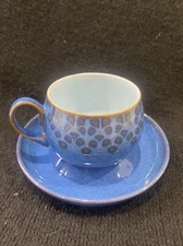 Denby England Midnight Blue Tea Cup & Saucer Stoneware - Excellent
