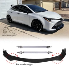 Car Front Bumper Lip Splitter Spoiler + Strut Rods For Toyota Corolla Hatchback