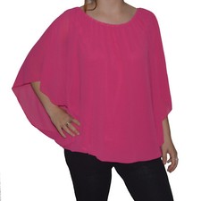 ITALY TUNIKA BLUSE SHIRT CHIFFON LAGENLOOK FLEDERMAUS ÄRMEL BALLON TOP (N°3)