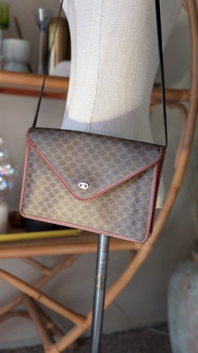 Vintage Rare CELINE Envelope Clutch Macadam Leather Canvas Crossbody bag - Picture 3 of 24