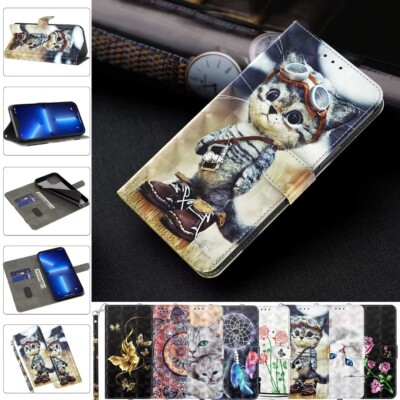 3D Cat Rose Butterfly Wallet Phone Case For iPhone 14 13 12 11 Pro Max XR 6 7 8