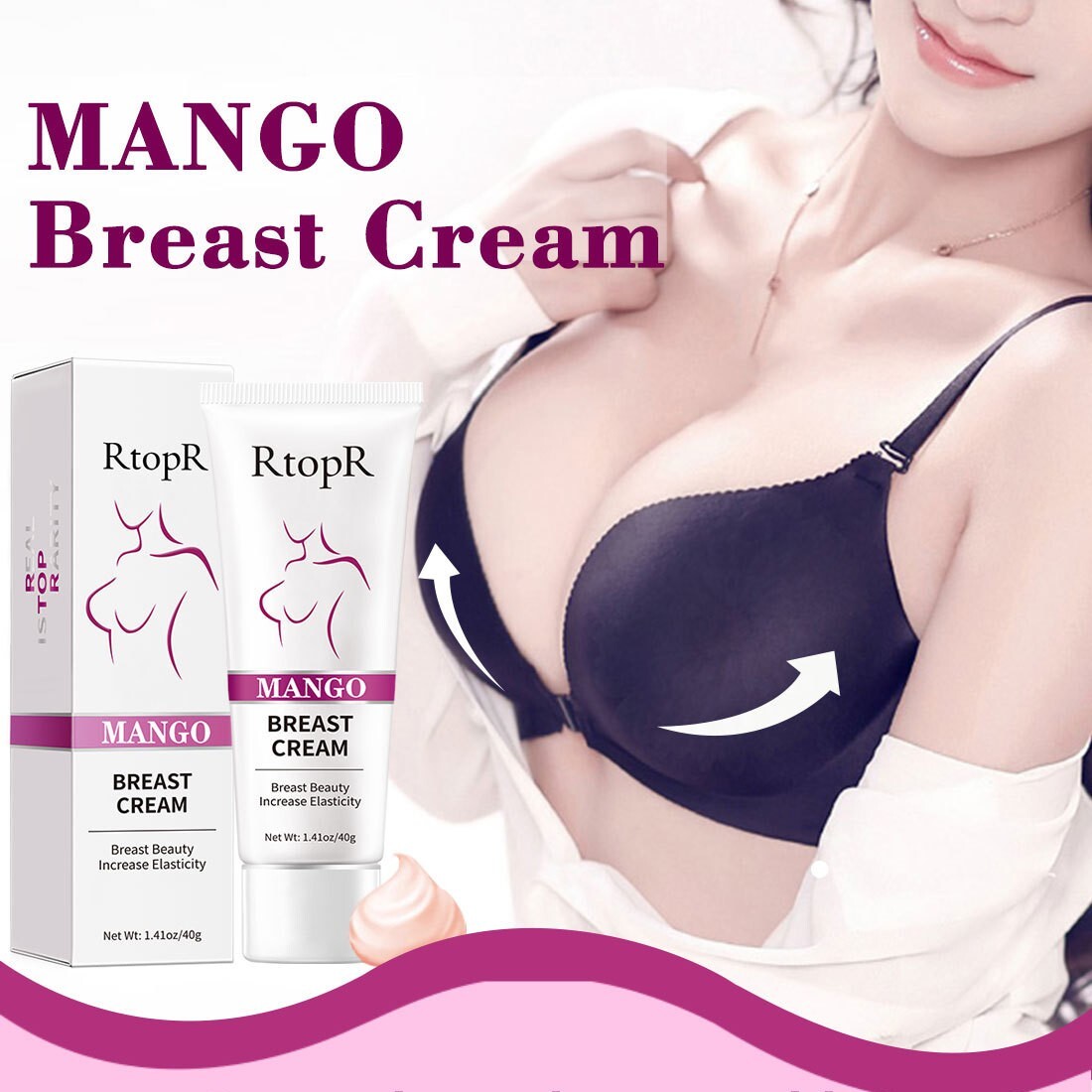 Crème augmentation volume poitrine et élasticité des seins pour un effet rehausseur