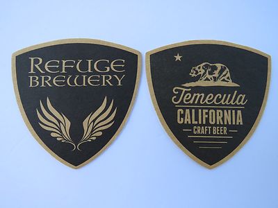 Beer Coaster ~ REFUGE Brewery ~ Temecula, CALIFORNIA Craft Brewery ~ BEAR & STAR
