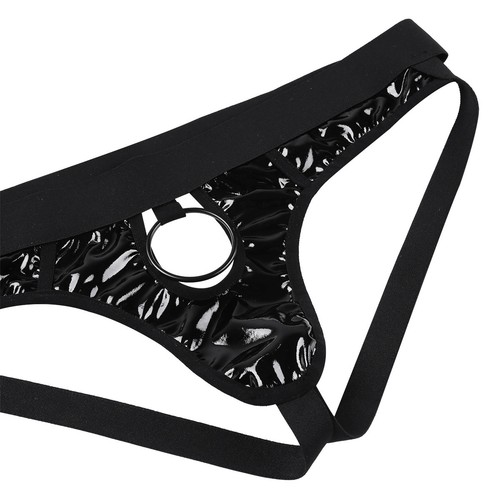 Herren Unterwäsche Latex Leder Offen Po Höschen Elastisch Jockstrap Bikini Slip - Bild 15 von 39