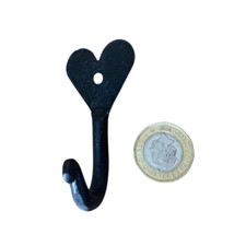 Traditional Hand forged Hook Very Small Heart Design Wrought Iron 1"