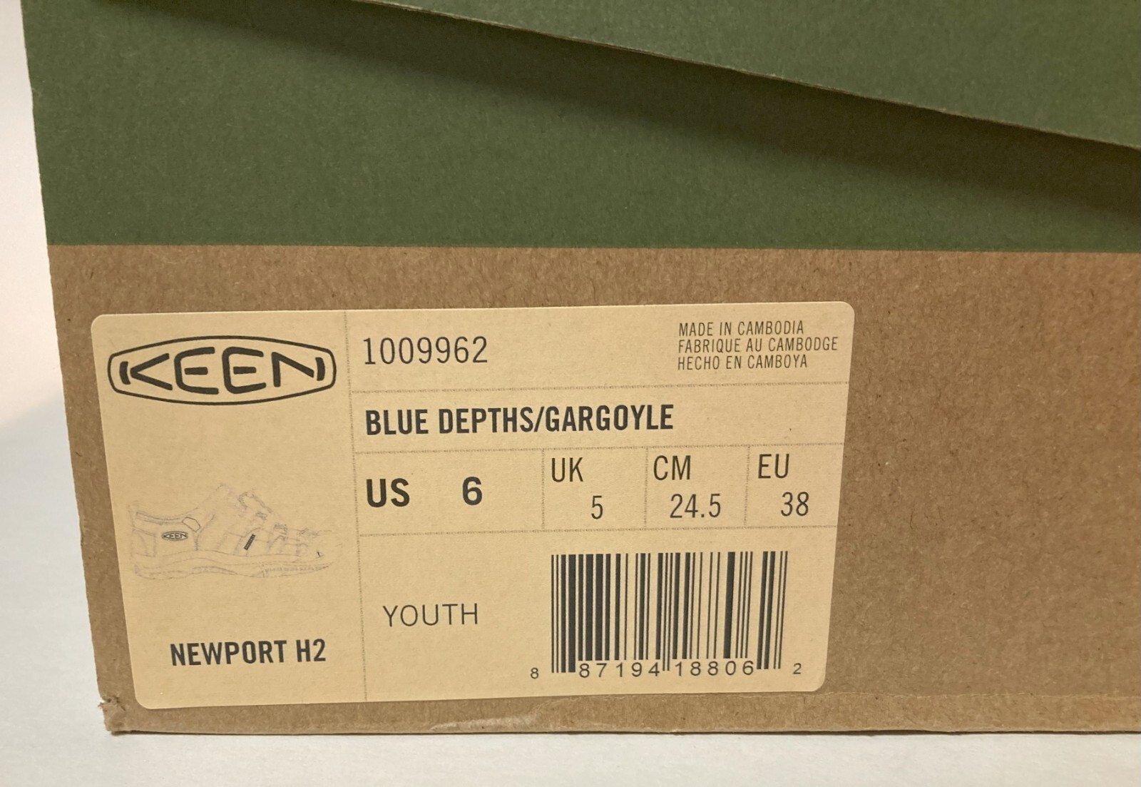 Keen Newport H2 US 6 38 scarpa sandalo giovane blu profondità gargoyle 1009962 [coppia #7]