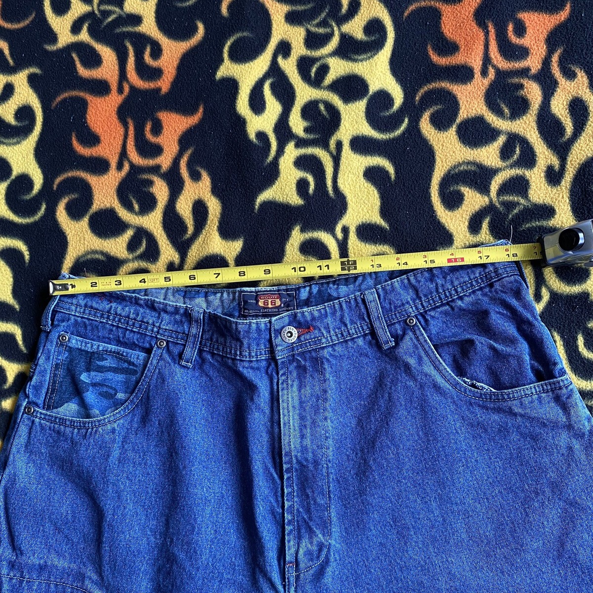 Vintage 90s Y2K Route 66 Grunge Skate Baggy Jeans 36x30 RARE Wide