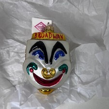 Happy Sad Broadway Clown Face Ornament NYNY Theater Mask Holiday Poland BX14A