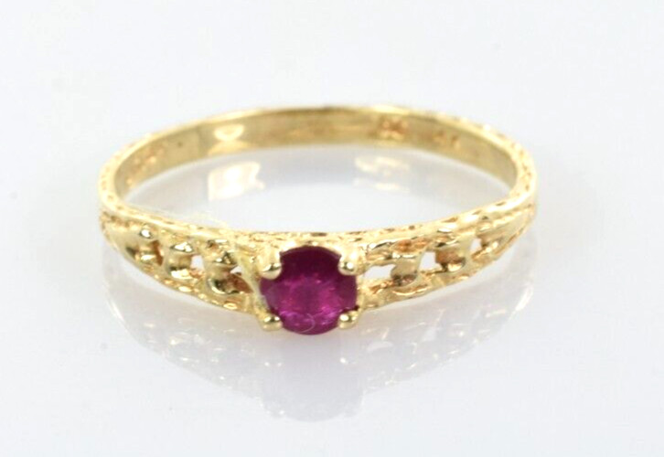 Petite Ruby Solitaire Ring in 14k Yellow Gold Siz… - image 1