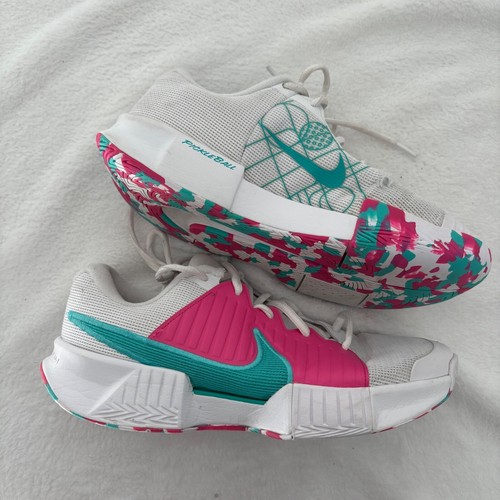 Nike Pickleball Shoes Women's Tennis Athletic Sneakers White Pink Teal 9.5