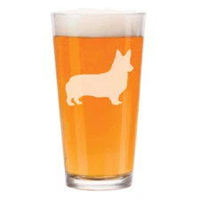 16 oz Beer Pint Glass Corgi