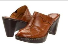 NIB Lassen Vermont (Born Style) Brown Leather Wedge Mule COMFORT footbed 7M