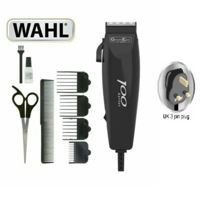 Wahl GroomEase 100 Series Haarschneider – Mit Karbonstahlklingen, 4 Führungskämmen, Netzbetrieben