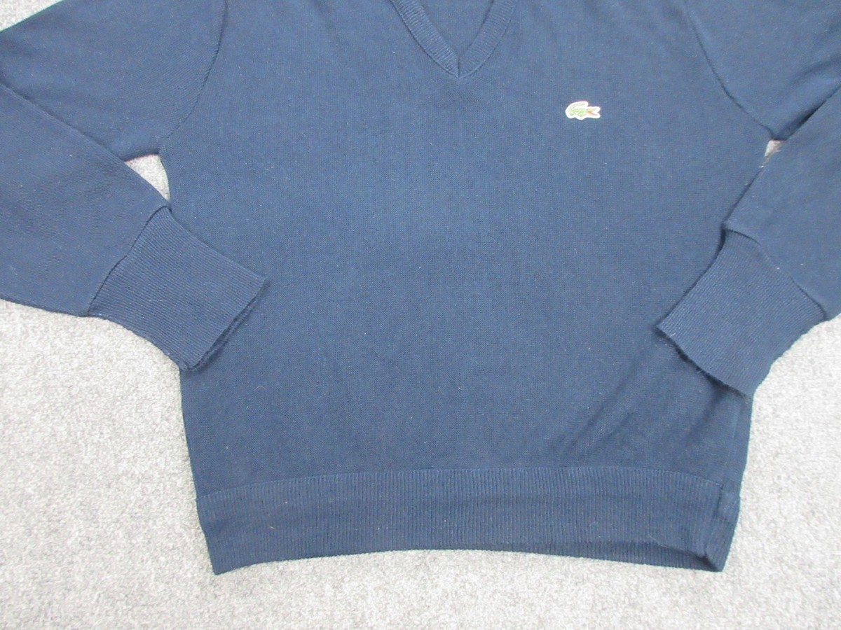 VINTAGE Lacoste Sweater Mens Large Blue Knit Crocodile Logo Preppy
