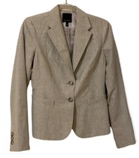 THE LIMITED TAN Heather GrayJacket BLAZER SZ 4 Lined 2 Button Front Classic