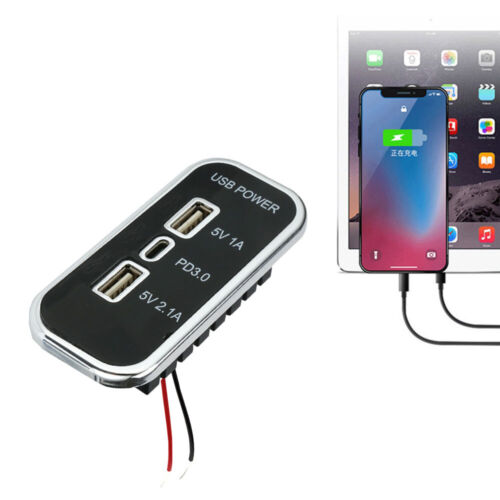 Piezas de automóvil 3 puertos USB tipo C PD cargador de teléfono enchufe de alimentación adaptador accesorios - Imagen 5 de 12