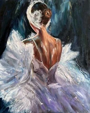 Ballerina Painting Original Modern Impressionism 10.6x8.7 inch Swan Lake Dancer